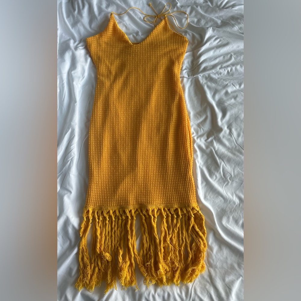 Halter Fringe Backless Bodycon Dress